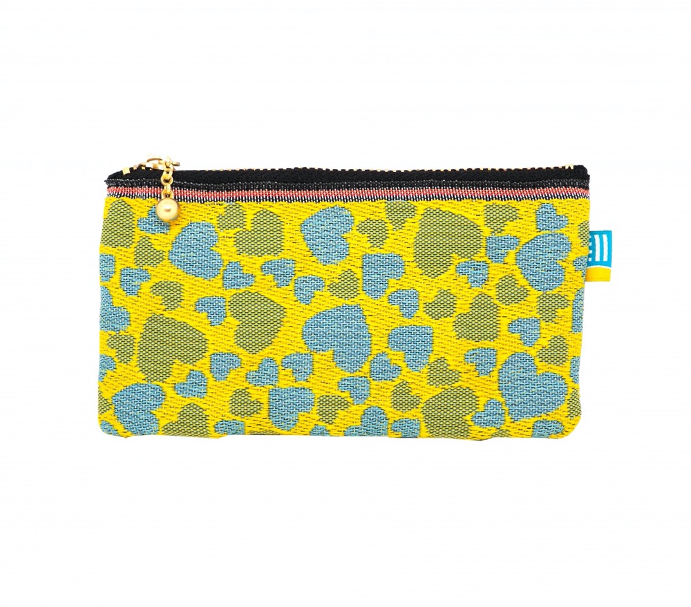 ZIP小銭入れ(ハート02)/黄×水色